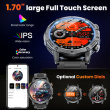 Sport-Smartwatch für Herren mit rundem HD-Touchdisplay, Bluetooth-Telefonie und Silikonarmband