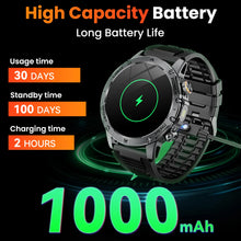 Sport-Smartwatch für Herren mit rundem HD-Touchdisplay, Bluetooth-Telefonie und Silikonarmband