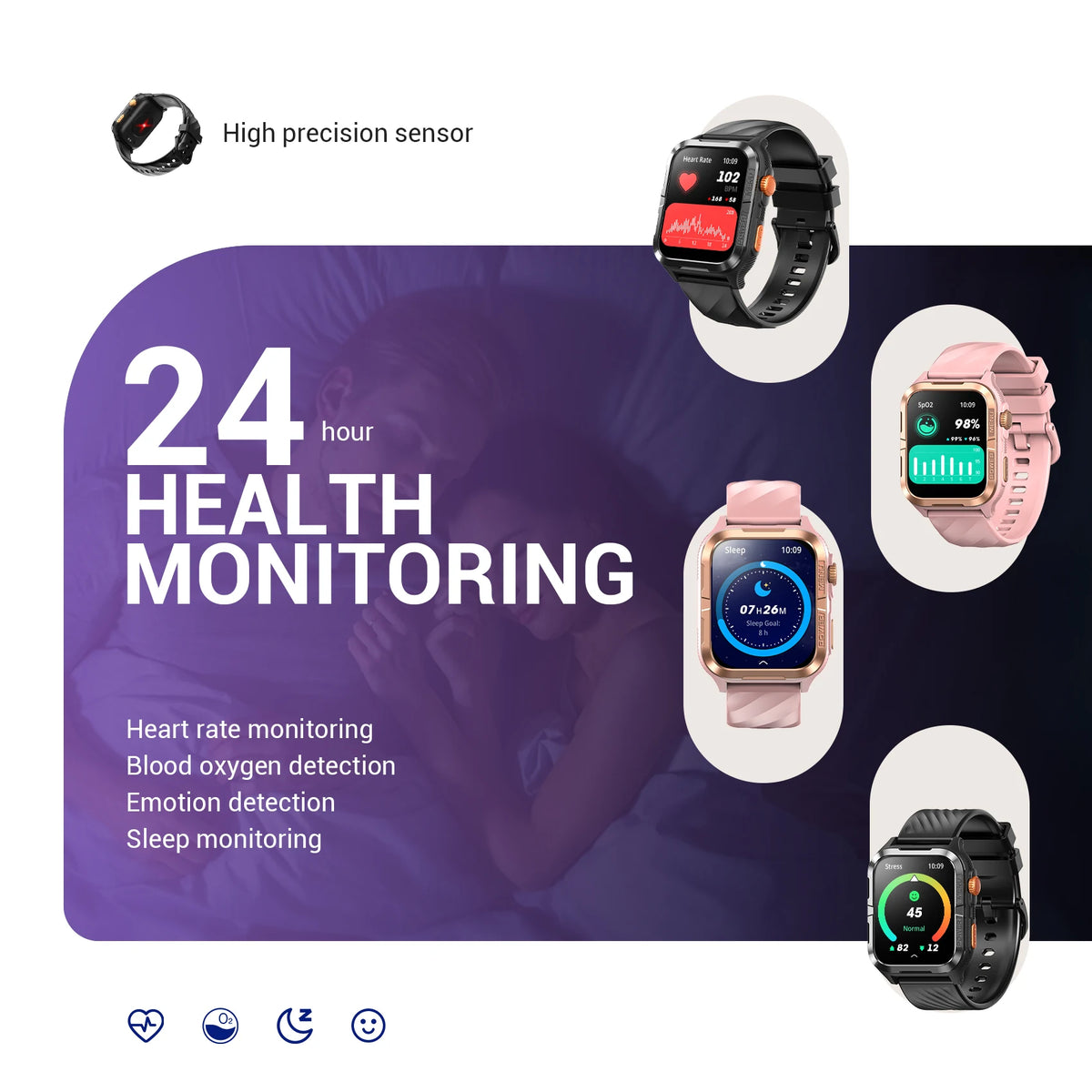 Blackview W10 Pro GPS-Smartwatch mit 1,83-Zoll-TFT-Display und schwarzem Gehäuse