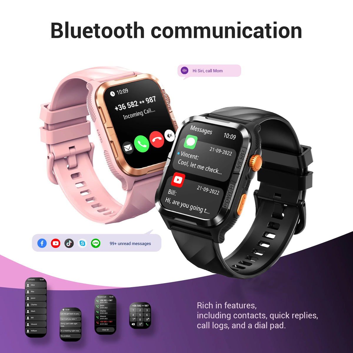 Blackview W10 Pro GPS-Smartwatch mit 1,83-Zoll-TFT-Display und schwarzem Gehäuse