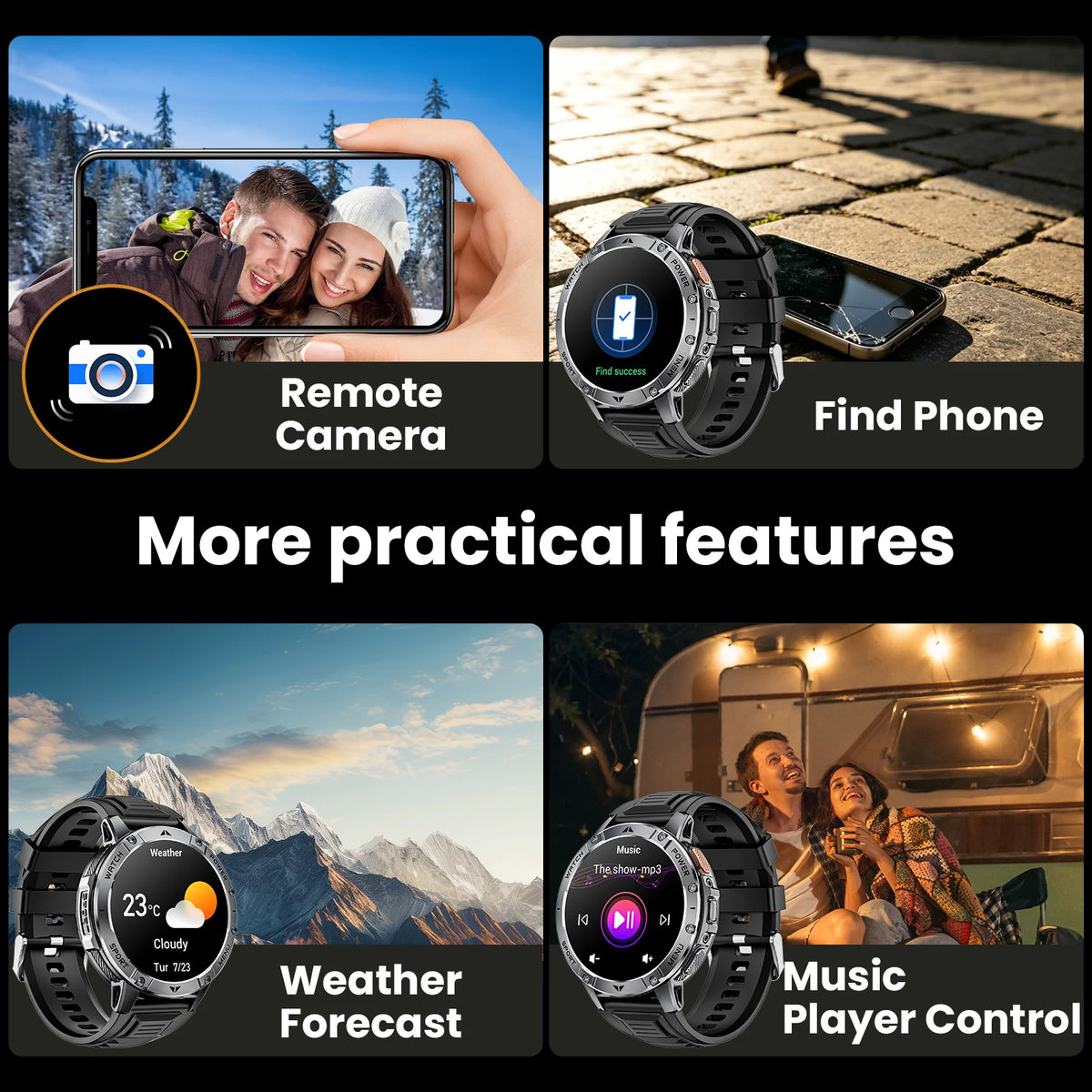 Robuste AK112 Outdoor-Smartwatch für Herren mit 1,7 Zoll Display, Bluetooth 5.2 und IP68
