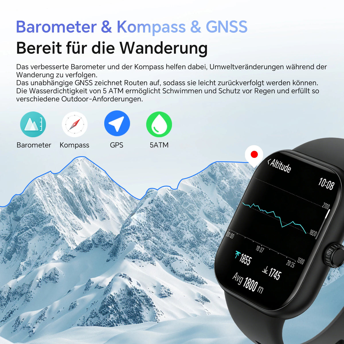 HONOR CHOICE Watch 2 Pro Smartwatch mit 1,97 Zoll AMOLED-Display, GPS und Silikonarmband