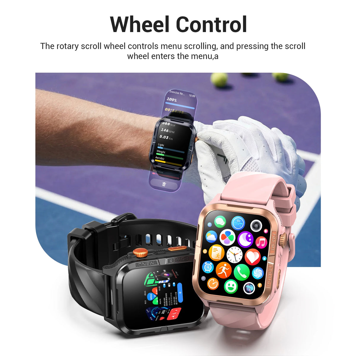 Blackview W10 Pro GPS-Smartwatch mit 1,83-Zoll-TFT-Display und schwarzem Gehäuse