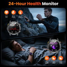 Sport-Smartwatch für Herren mit rundem HD-Touchdisplay, Bluetooth-Telefonie und Silikonarmband