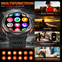 Herren-Smartwatch mit 1,45 Zoll HD-Display, LED-Taschenlampe und Lederarmband