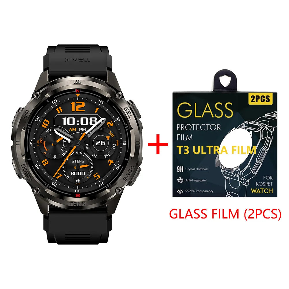 KOSPET TANK T3 Ultra 2 GPS-Smartwatch mit rundem 1,43-Zoll-AMOLED-Display und Edelstahlgehäuse