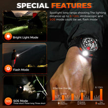 Herren-Smartwatch mit 1,45 Zoll HD-Display, LED-Taschenlampe und Lederarmband