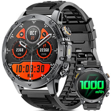 Sport-Smartwatch für Herren mit rundem HD-Touchdisplay, Bluetooth-Telefonie und Silikonarmband