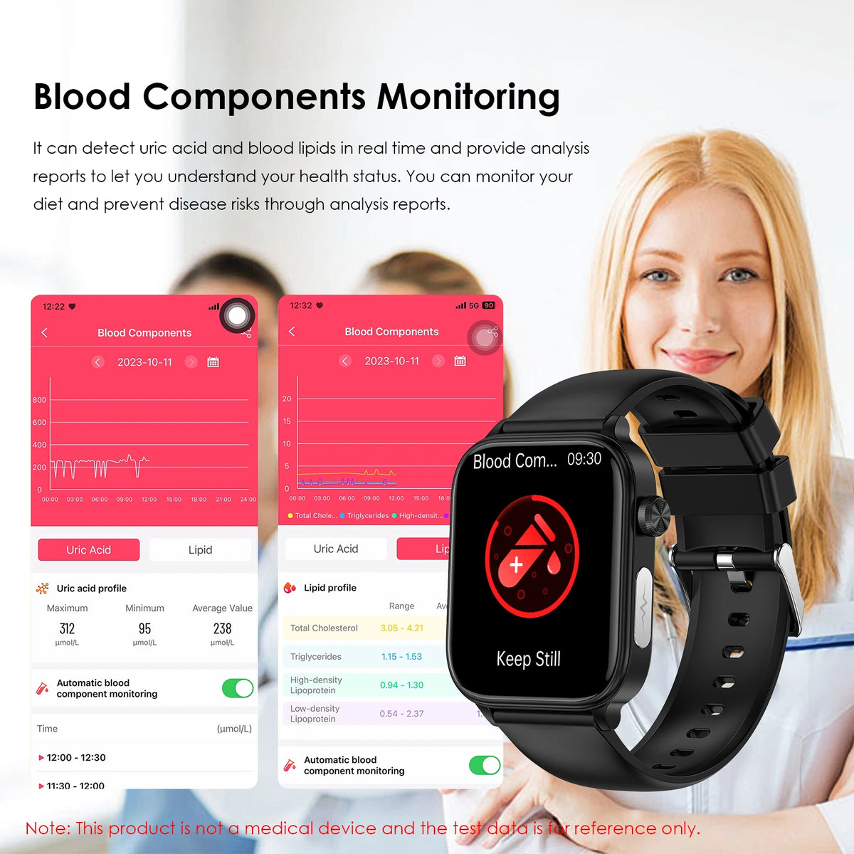 Smartwatch mit 1,96 Zoll AMOLED Display und EKG-, HRV- und SpO2-Funktionen