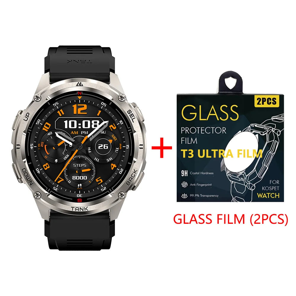 KOSPET TANK T3 Ultra 2 GPS-Smartwatch mit rundem 1,43-Zoll-AMOLED-Display und Edelstahlgehäuse