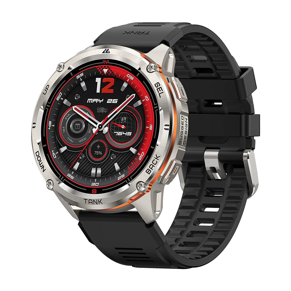 KOSPET TANK T3 Ultra 2 GPS-Smartwatch mit rundem 1,43-Zoll-AMOLED-Display und Edelstahlgehäuse
