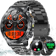 Sport-Smartwatch für Herren mit rundem HD-Touchdisplay, Bluetooth-Telefonie und Silikonarmband