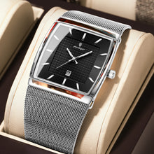 POEDAGAR Herrenuhr – Edelstahlarmband, wasserdicht, Datumsanzeige, Leuchtzeiger – Produktfoto