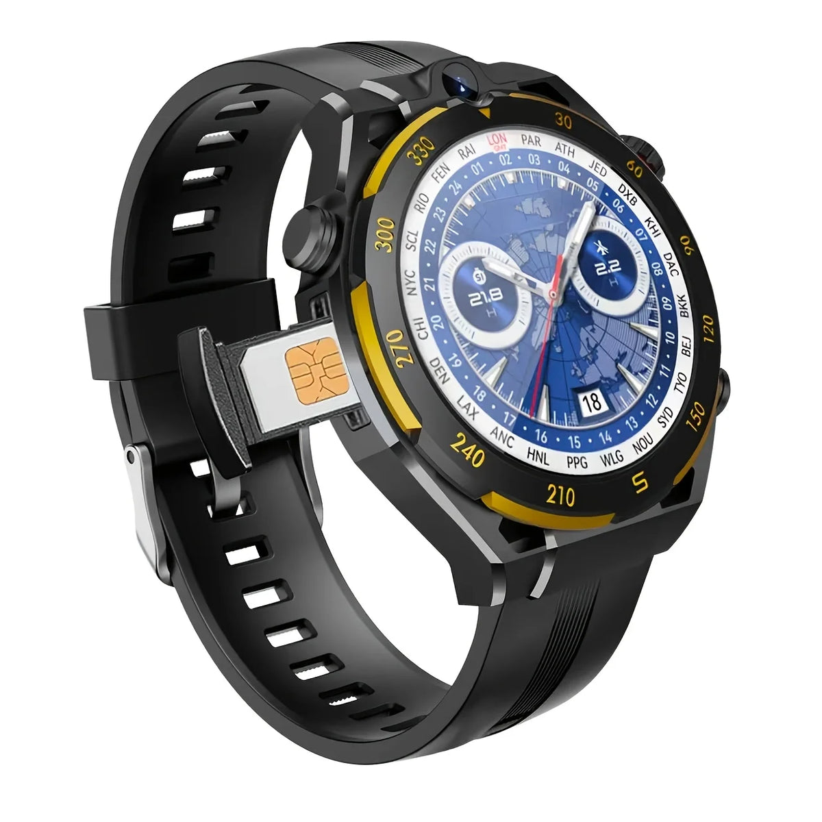 4G Android Smartwatch mit 1,43 Zoll AMOLED Display, GPS, Nano-SIM und 2-MP-Kamera