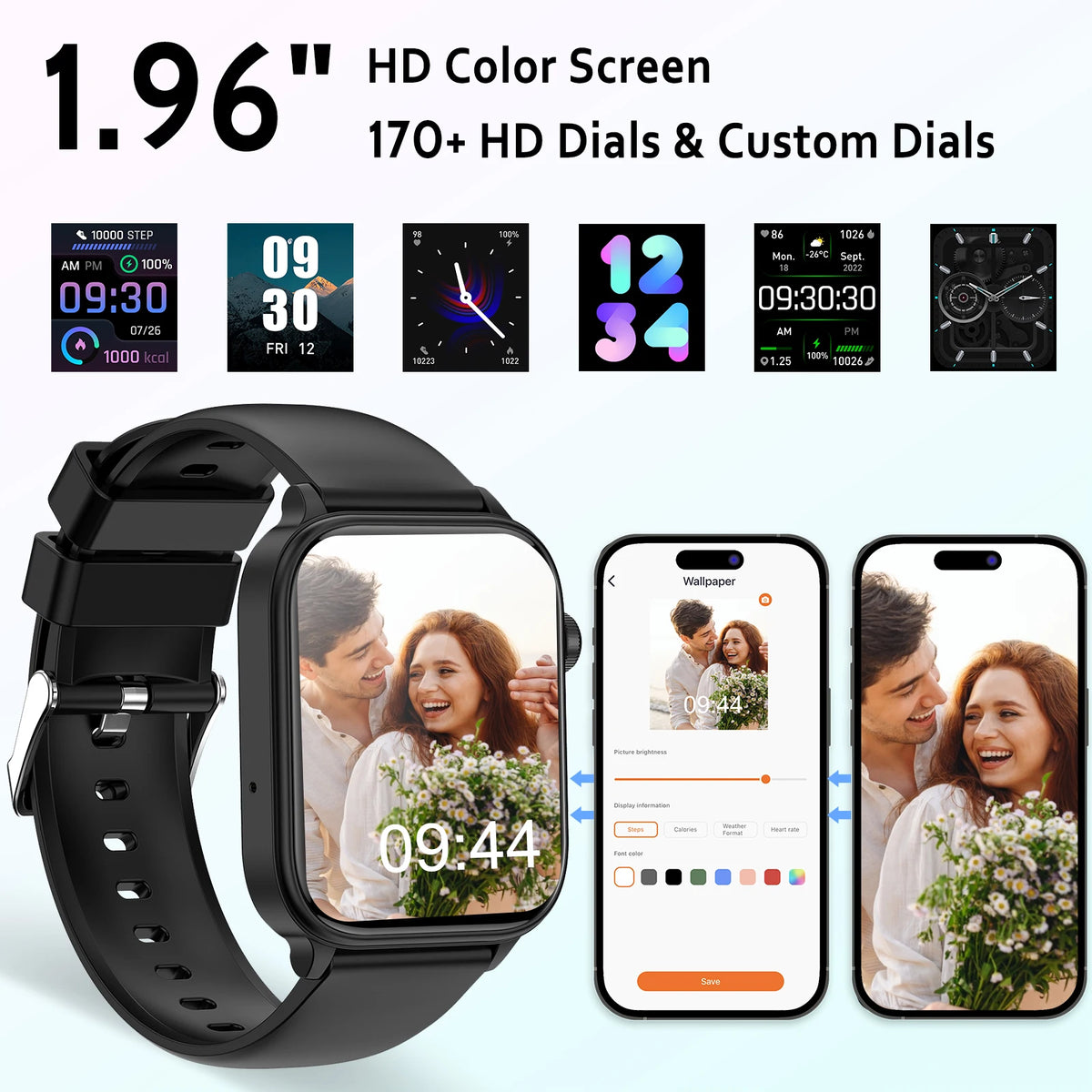 Smartwatch mit 1,96 Zoll AMOLED Display und EKG-, HRV- und SpO2-Funktionen