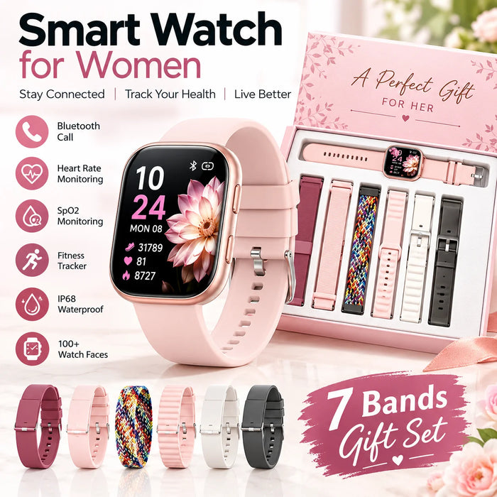 Modische Damen-Smartwatch mit 1,83 Zoll Display, Fitness-Tracker und Wechselarmbändern