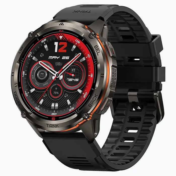 KOSPET TANK T3 Ultra 2 GPS-Smartwatch mit rundem 1,43-Zoll-AMOLED-Display und Edelstahlgehäuse