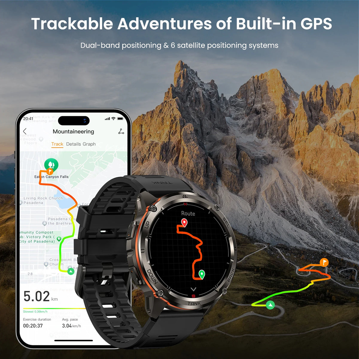 KOSPET TANK T3 Ultra 2 GPS-Smartwatch mit rundem 1,43-Zoll-AMOLED-Display und Edelstahlgehäuse