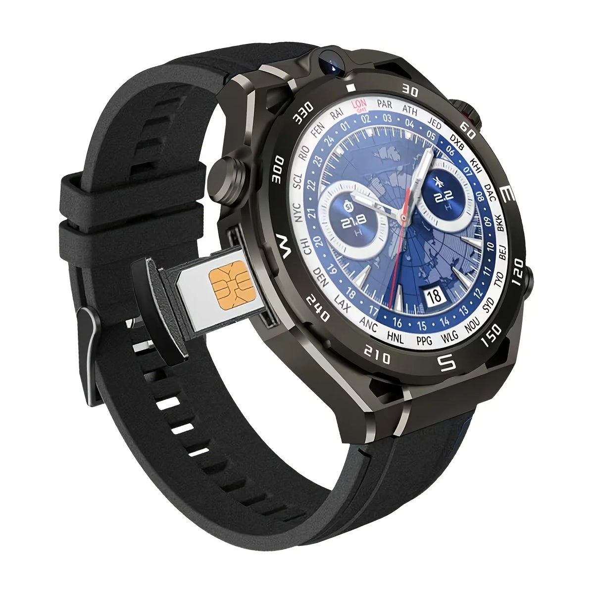 4G Android Smartwatch mit 1,43 Zoll AMOLED Display, GPS, Nano-SIM und 2-MP-Kamera