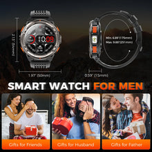 Herren-Smartwatch mit 1,45 Zoll HD-Display, LED-Taschenlampe und Lederarmband