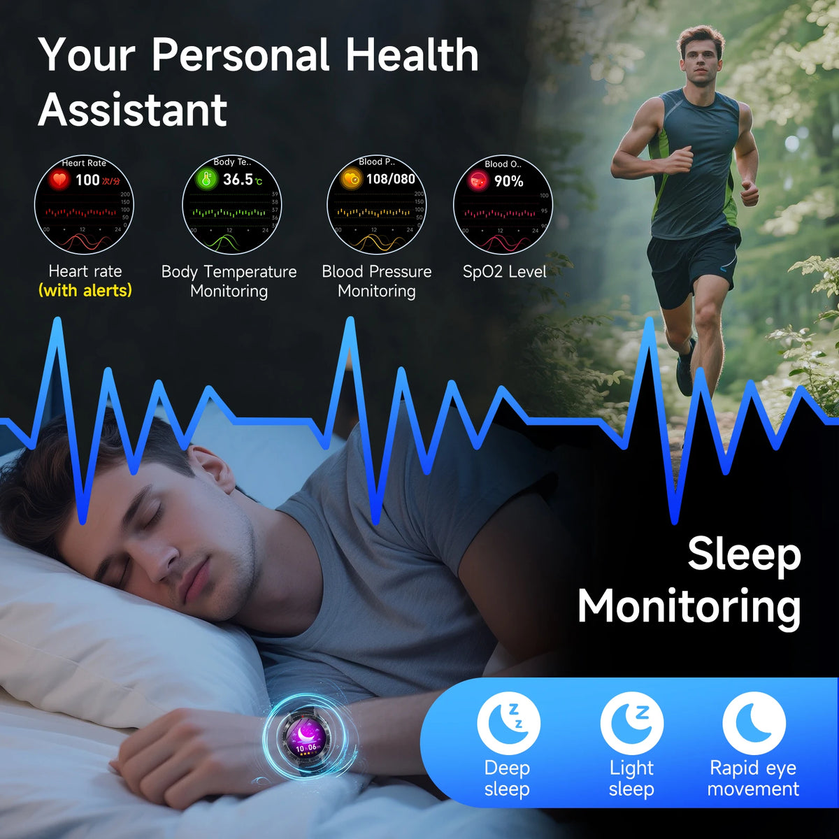Gesundheits-Smartwatch mit rundem 1,43-Zoll-AMOLED-Display und umfangreichen Fitness- und Wellnessfunktionen