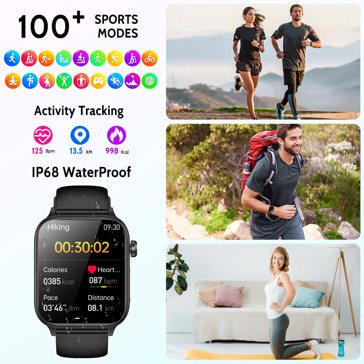 Smartwatch mit 1,96 Zoll AMOLED Display und EKG-, HRV- und SpO2-Funktionen