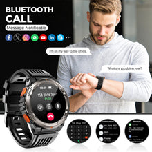 Herren-Smartwatch mit 1,45 Zoll HD-Display, LED-Taschenlampe und Lederarmband