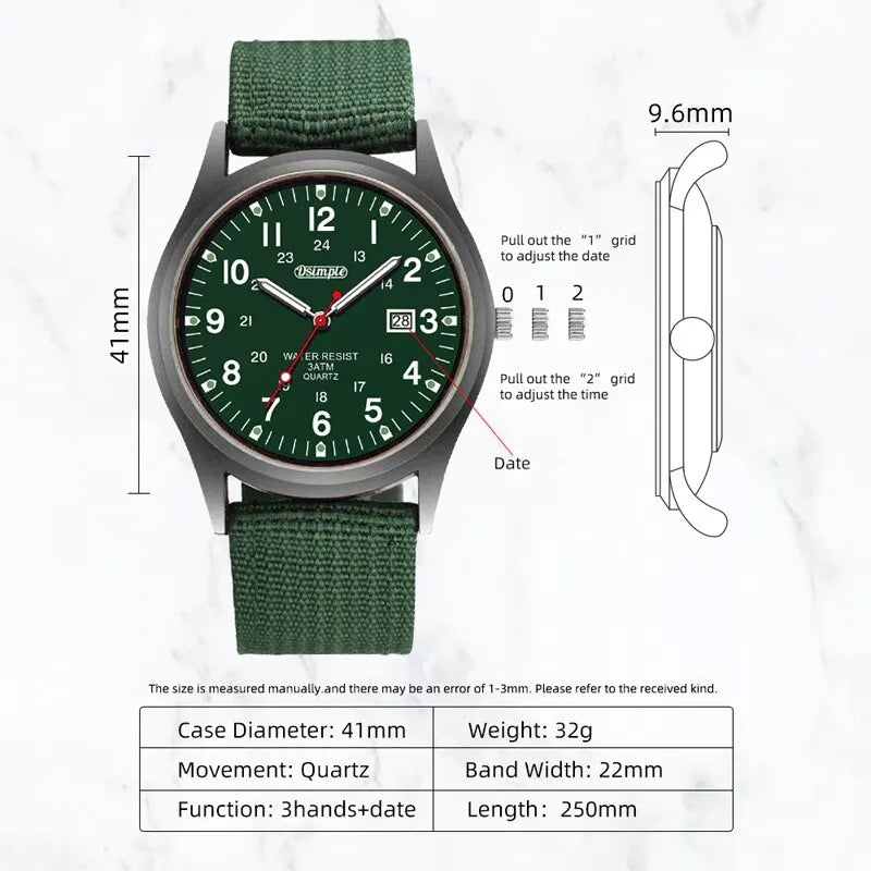 Herrenuhr – Leuchtzeiger, Militär-Stil – Produktfoto