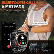 Herren-Smartwatch mit 1,45 Zoll HD-Display, LED-Taschenlampe und Lederarmband