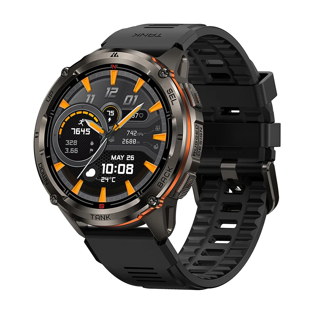 KOSPET TANK T3 Ultra 2 GPS-Smartwatch mit rundem 1,43-Zoll-AMOLED-Display und Edelstahlgehäuse